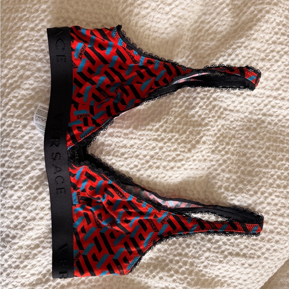 Versace Red and Black Patterned Bralette Size 2 (New w/o tags)